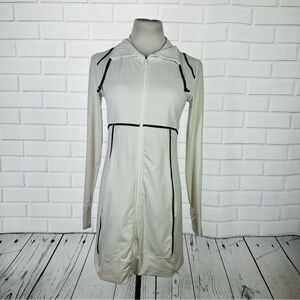 Athleta White Long Sleeve Full Zip Midi Dress - Size Small
